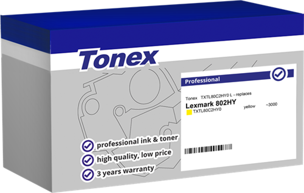 Tonex Toner TXTL80C2HY0 Gelb kompatibel mit Lexmark 80C2HY0 (802HY)